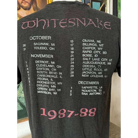80s Vintage Whitesnake 1987-88 Tour Tee Size Large - Picture 4 of 6